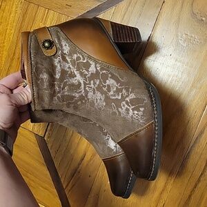 L'Artiste by Spring Step Leather Combo Ankle Boots- Socute Size EU 38